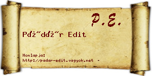 Pádár Edit névjegykártya